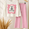 Ensemble Fillette Love Fleuri Rose — Stylish Kids Tunisie