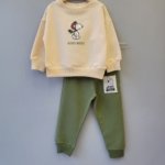 Ensemble garçon molleton non gratté beige Snoopy et pantalon jogging kaki - Mode enfant Tunisie Stylish Kids