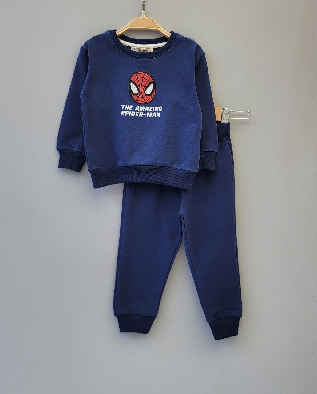 Ensemble garçon molleton non gratté bleu marine Spider-Man - Vêtements garçon Tunisie Stylish Kids