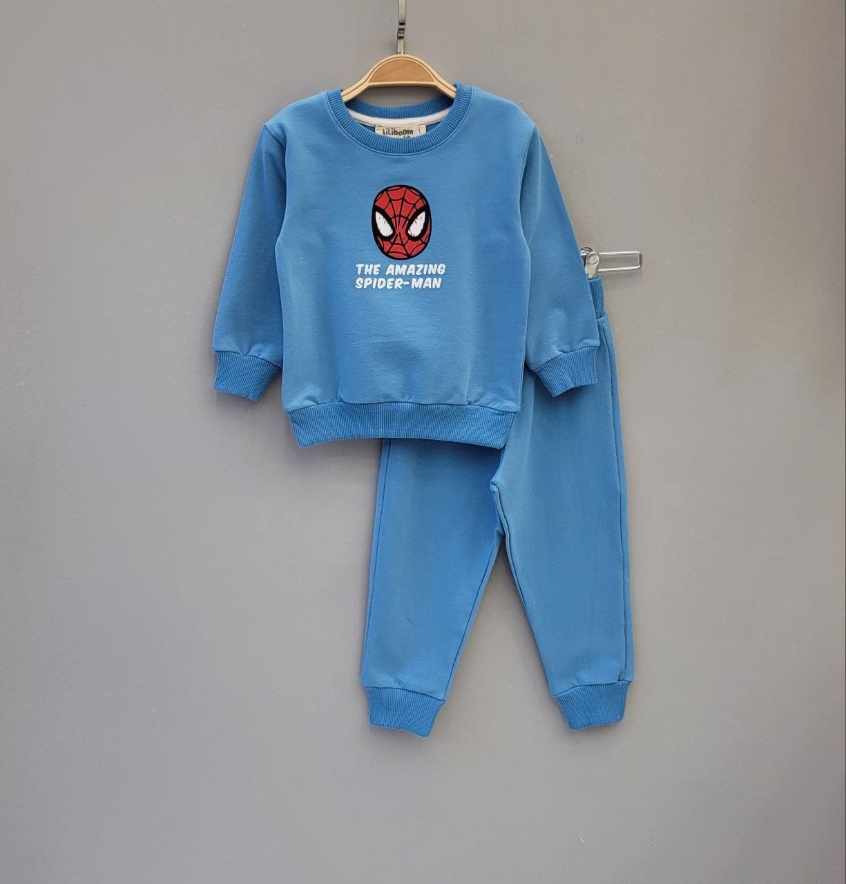 Ensemble garçon molleton non gratté bleu ciel Spider-Man - Mode garçon Tunisie Stylish Kids