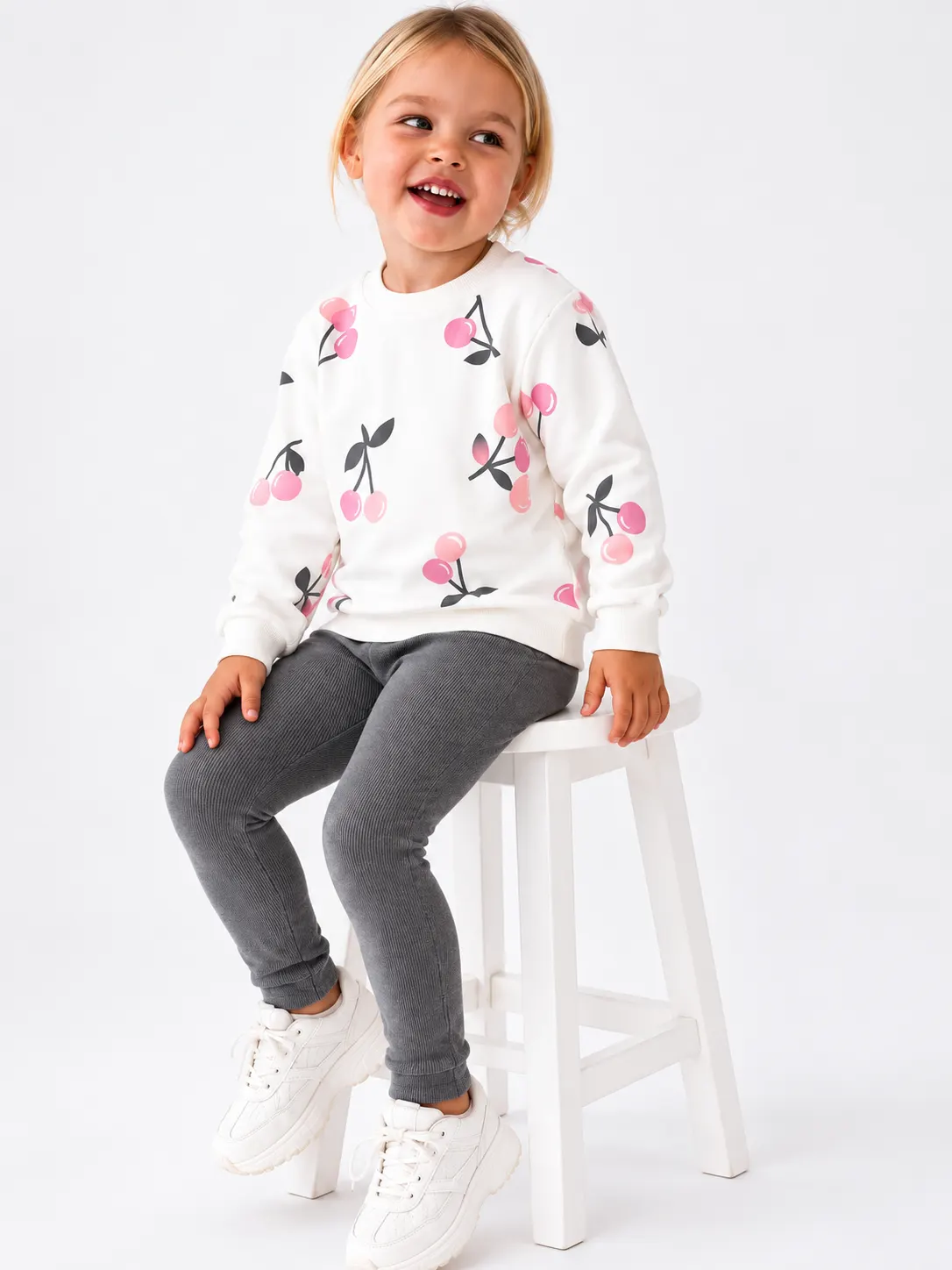 Détail coupe pantalon jogging gris chiné fillette 100% coton - Stylish Kids Tunisie