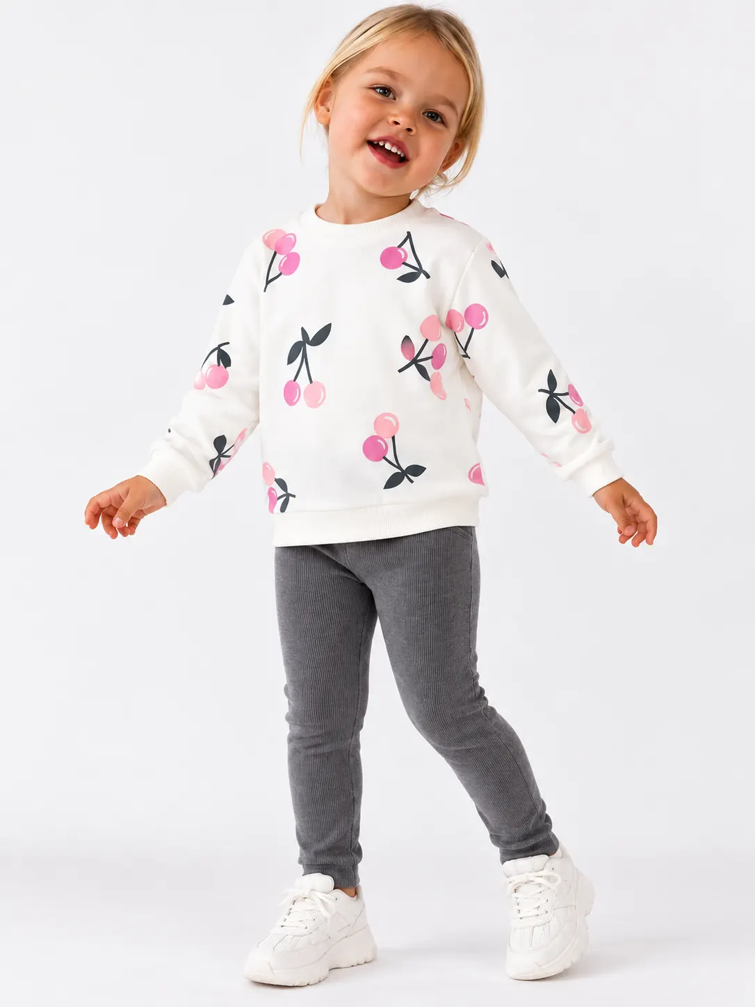 Finitions soignées ensemble fille gris cerise 100% coton - Stylish Kids Tunisie