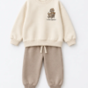 Ensemble Garçon 100% Coton Molleton Little Explorer – Écru & Taupe — Stylish Kids Tunisie