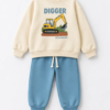 Ensemble Garçon 100% Coton Molleton Digger – Écru & Bleu Ciel — Stylish Kids Tunisie