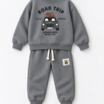 Ensemble garçon molleton non gratté 100% coton gris Road Trip voiture et pantalon - Mode enfant Tunisie