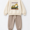 Ensemble Garçon 100% Coton Molleton Digger – Écru & Taupe — Stylish Kids Tunisie