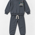 Ensemble garçon molleton non gratté 100% coton gris anthracite Space Explorer - Mode garçon Tunisie