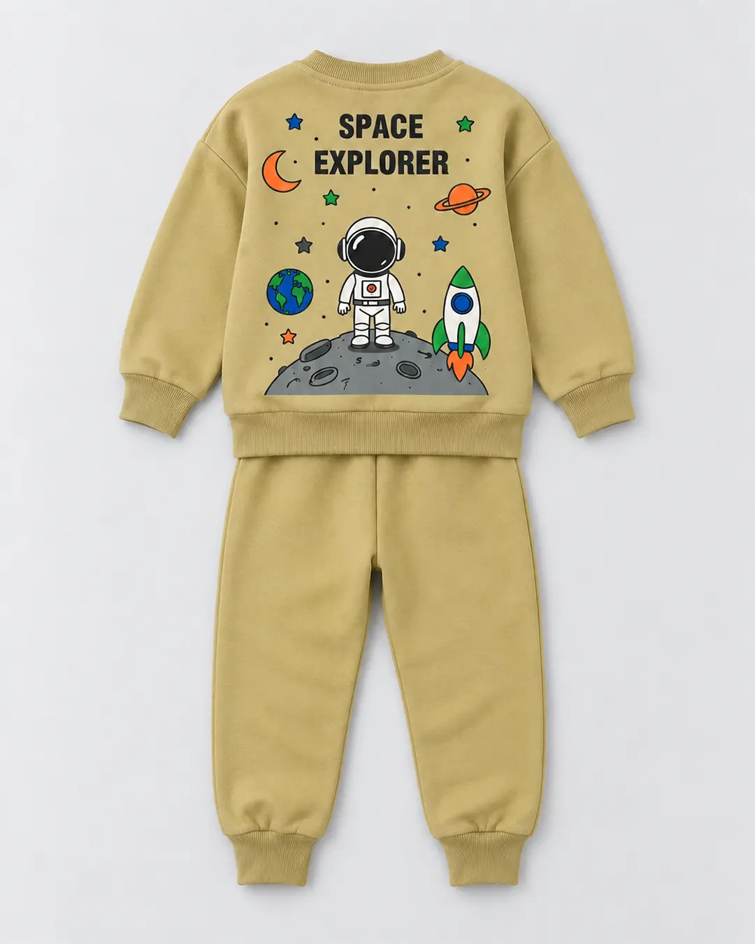 Dos sweat moutarde Space Explorer grand motif fusée spatiale - Mode enfant Tunisie