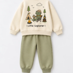Dos sweat écru Little Explorer avec grand motif aventure garçon - Stylish Kids Tunisie