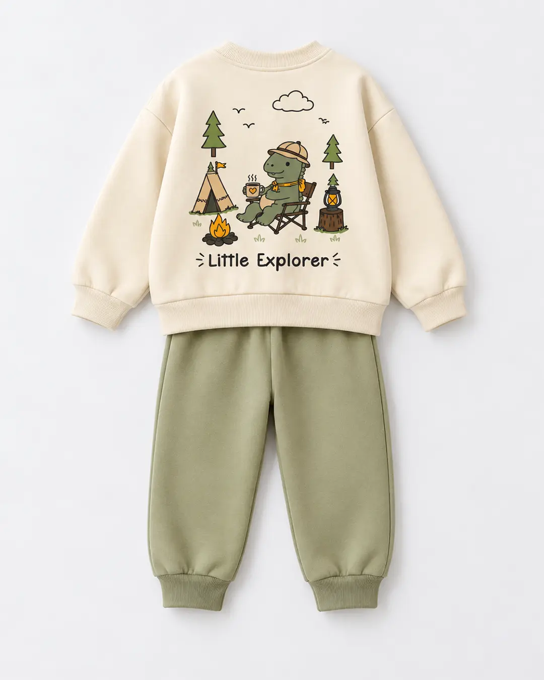 Dos sweat écru Little Explorer avec grand motif aventure garçon - Stylish Kids Tunisie