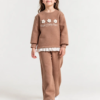 Ensemble Fille Molleton Fleuri Fleurs 3D – Marron Chocolat & Volant — Stylish Kids Tunisie