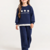 Ensemble Fille Molleton Fleuri Fleurs 3D – Bleu Marine & Volant Blanc — Stylish Kids Tunisie