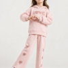 Ensemble Fille Molleton LOVE – Sweat à Capuche & Pantalon Large Rose Poudré — Stylish Kids Tunisie