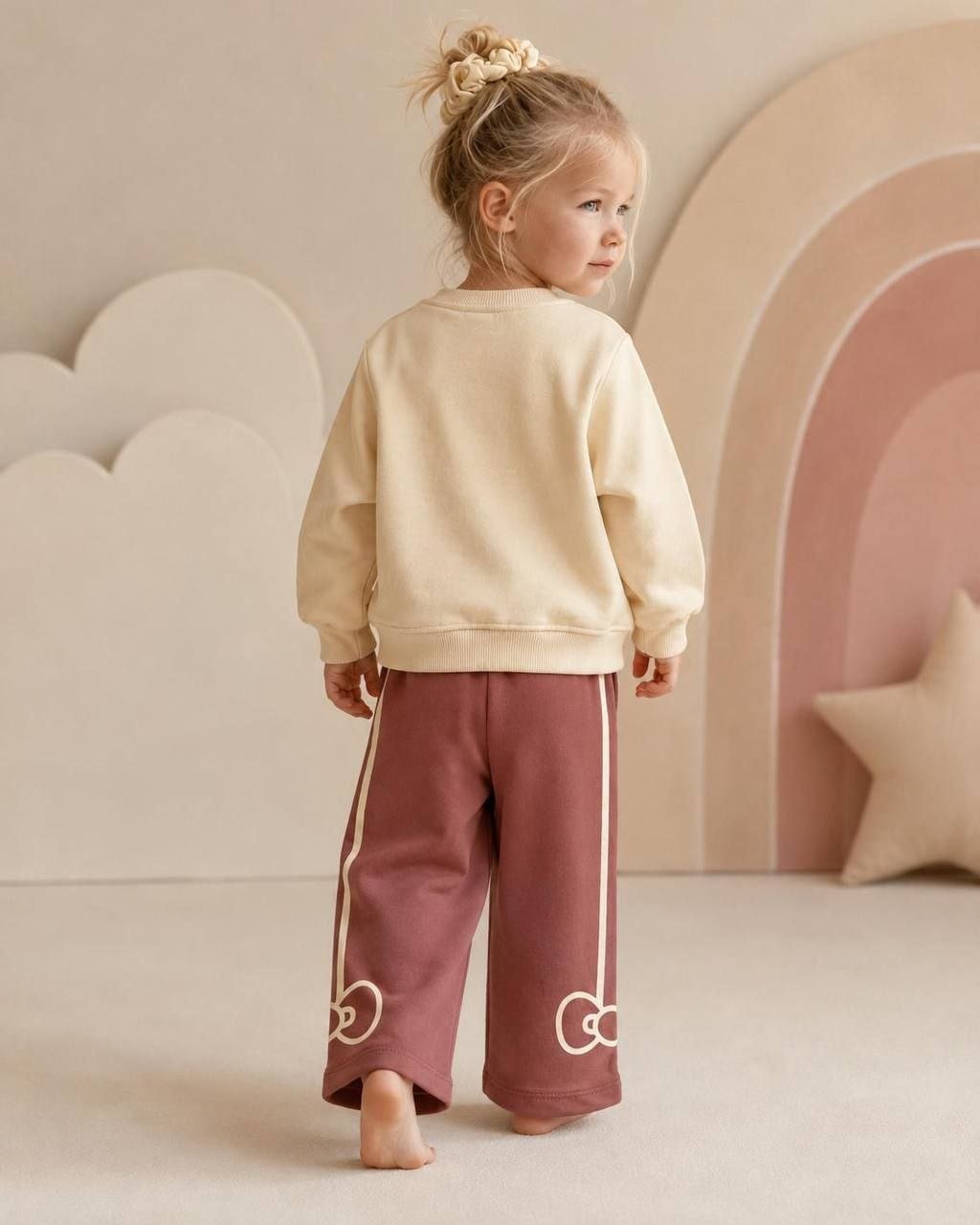 Pantalon large rose poudré ensemble Hello Kitty fille - Stylish Kids Tunisie